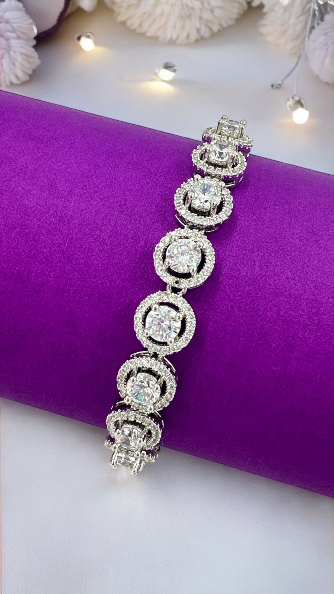 Swaroski Bracelet 92.5 Silver CZ Stone With Silver Polish