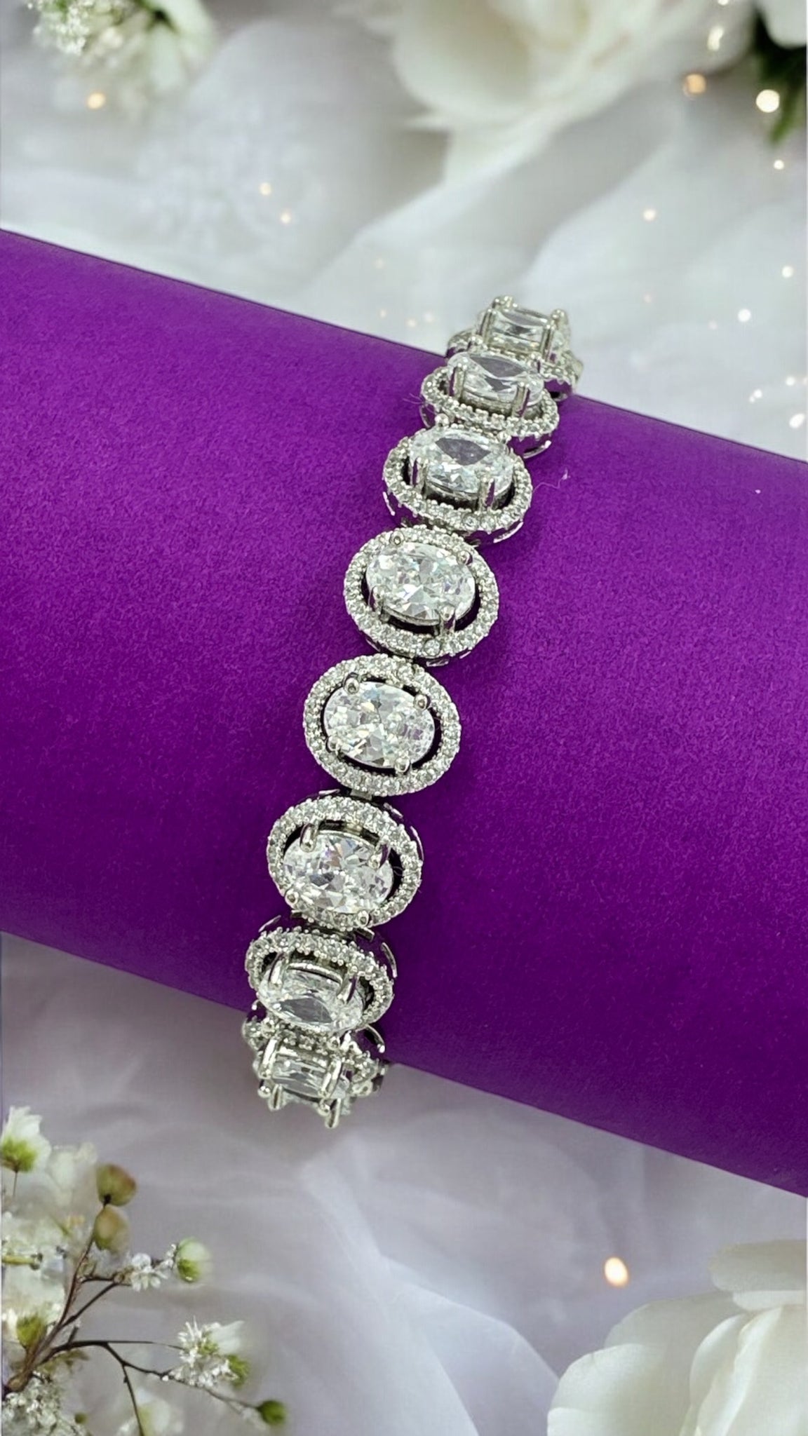 Swaroski Bracelet 92.5 Silver CZ Stone With Silver Polish