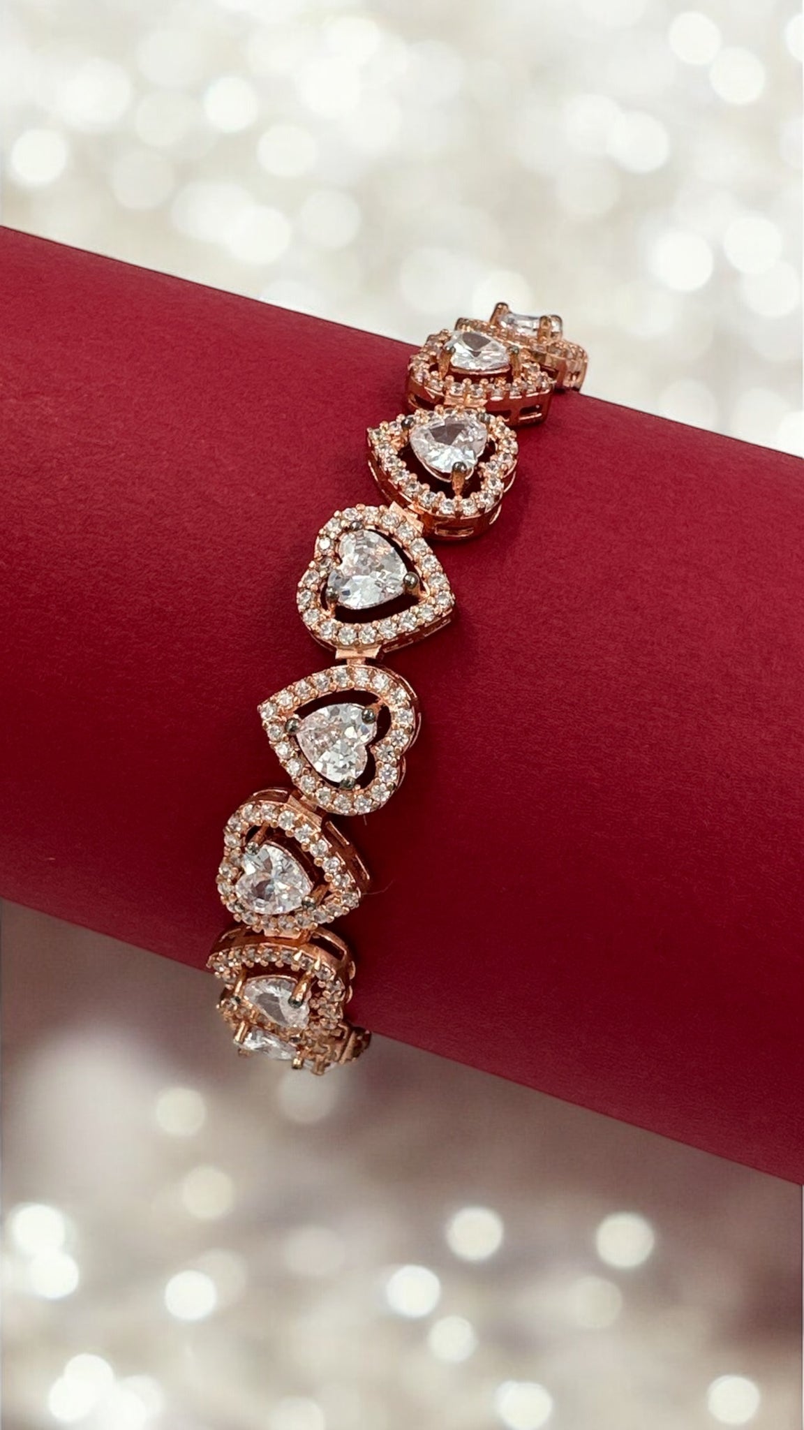 Swaroski Bracelet 92.5 Silver CZ Stone With Rose Gold Gold Polish