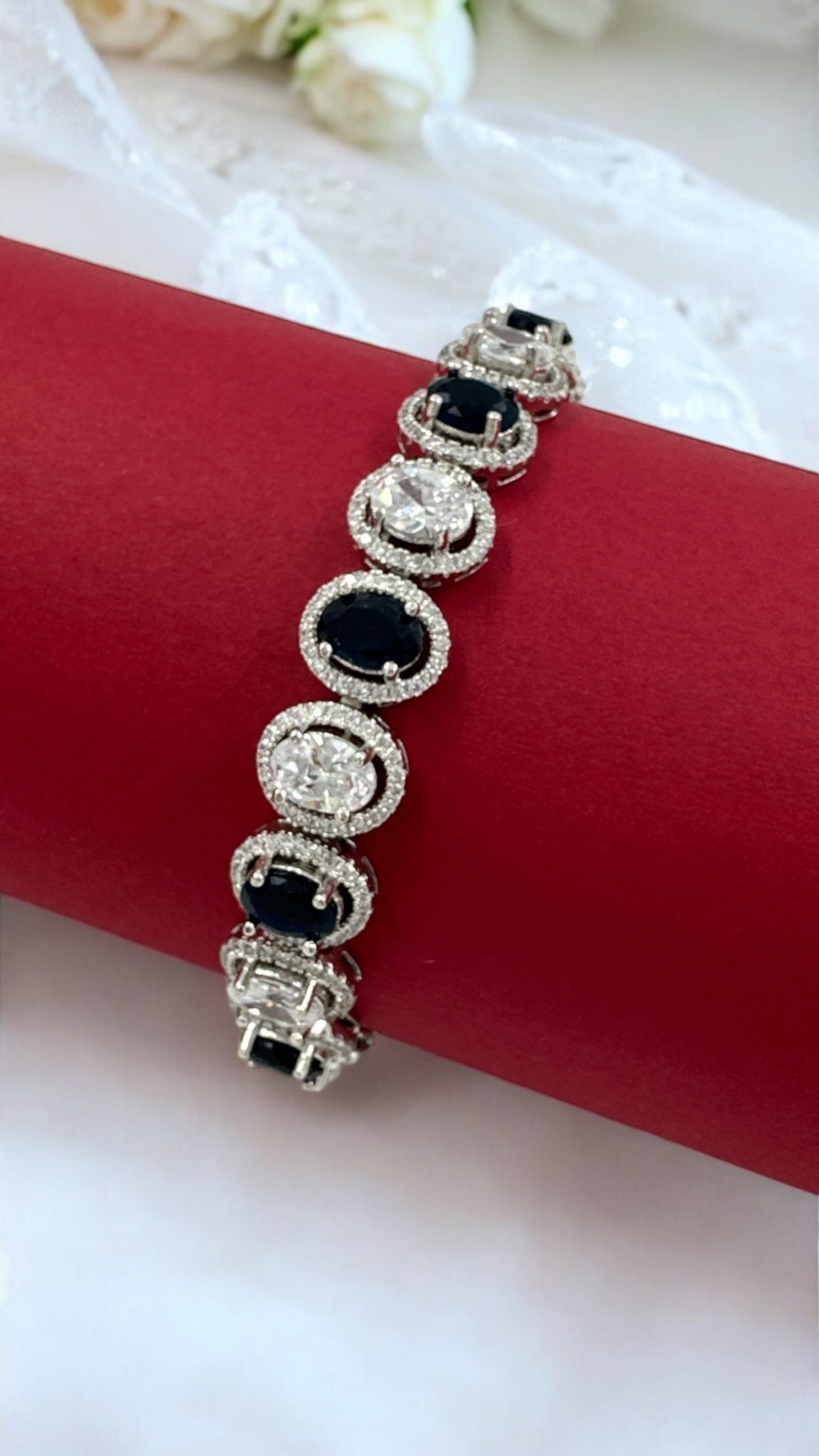 Swaroski Bracelet 92.5 Silver CZ Marker stone With Silver Polish