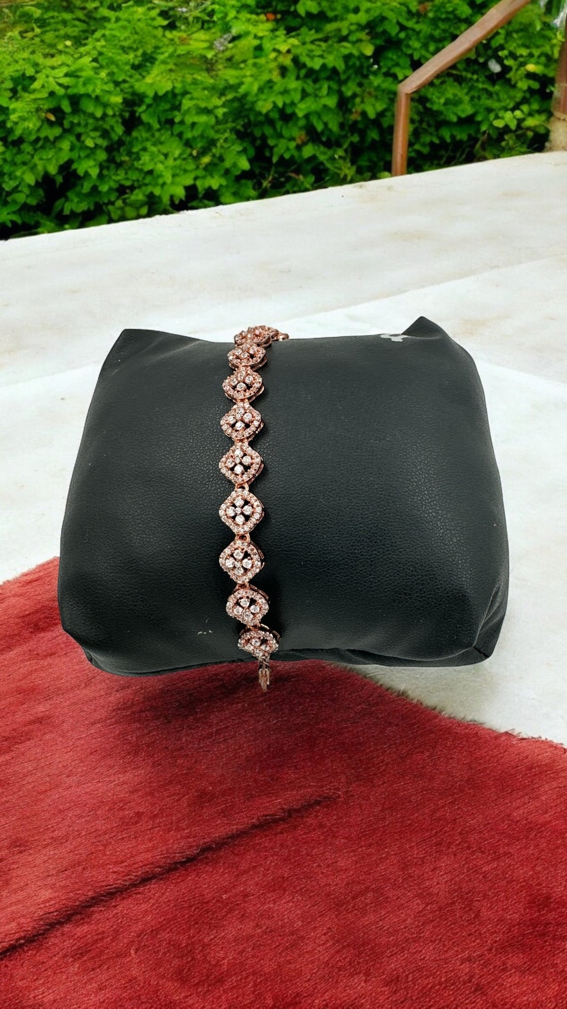 Swaroski Bracelet 92.5 Silver  Chains Modal With CZ Stone Rose Gold Polish