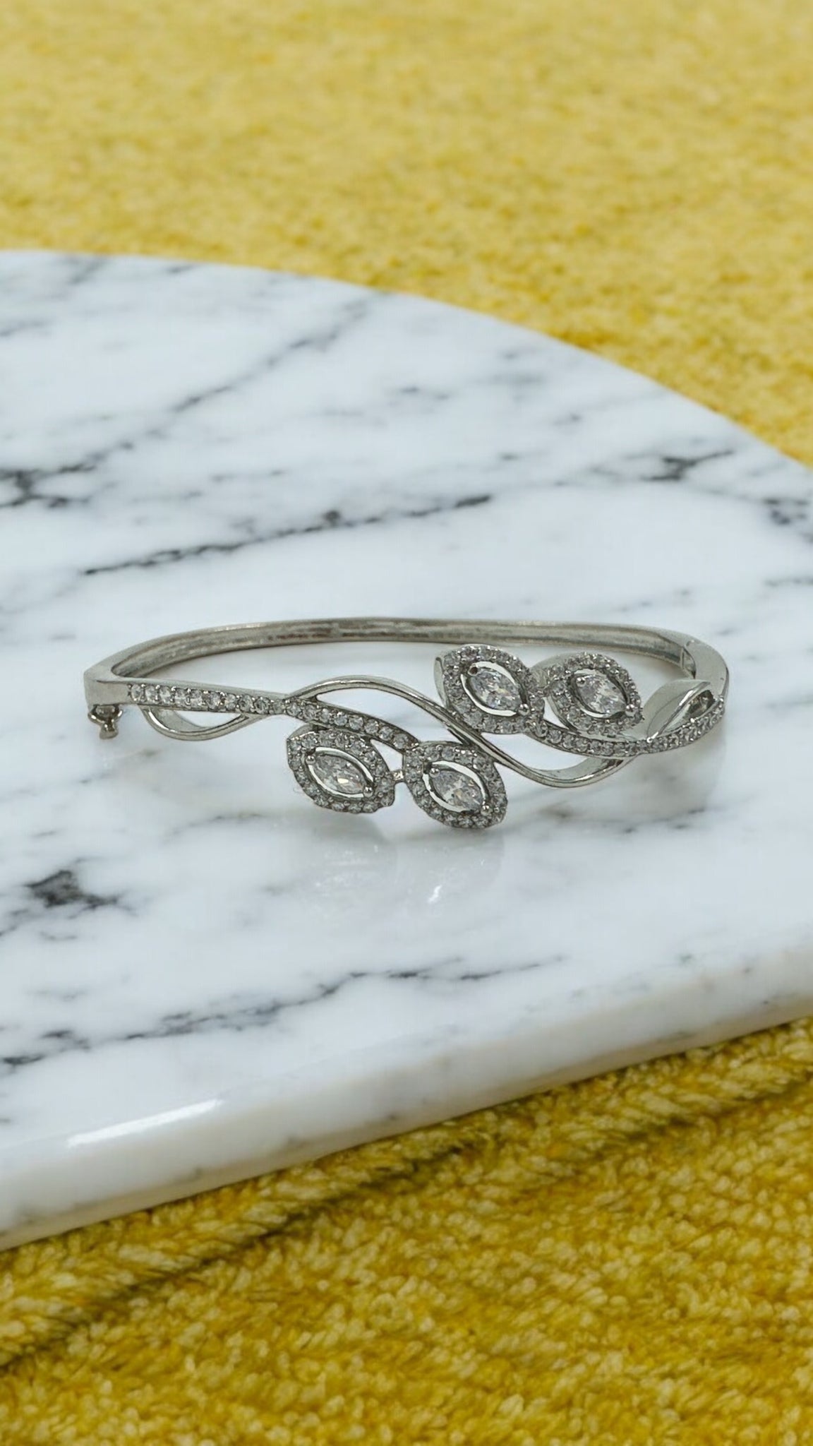 Swaroski Bracelet 92.5 Silver for Her Flower Modal CZ Stone With Silver polish