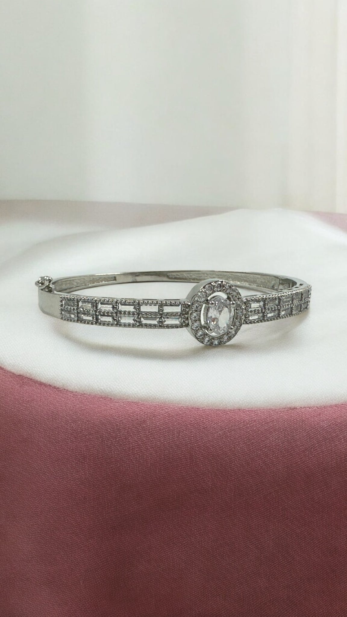 Swaroski Bracelet 92.5 Silver for Her Lock Modal CZ Stone Silver Polish