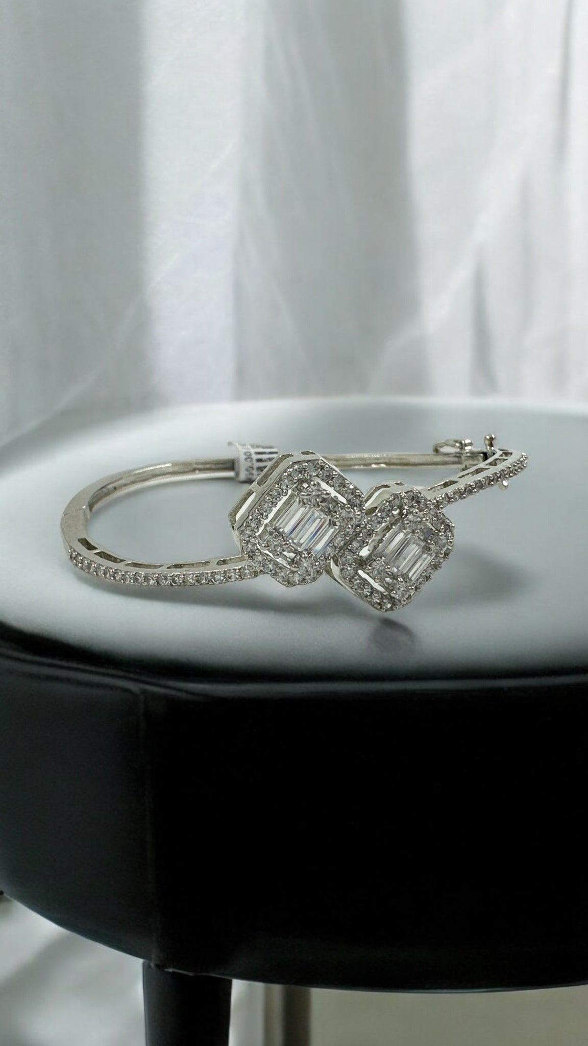 Swaroski Bracelet 92.5 Silver for Her Lock Modal Cz Stone With Silver Polish