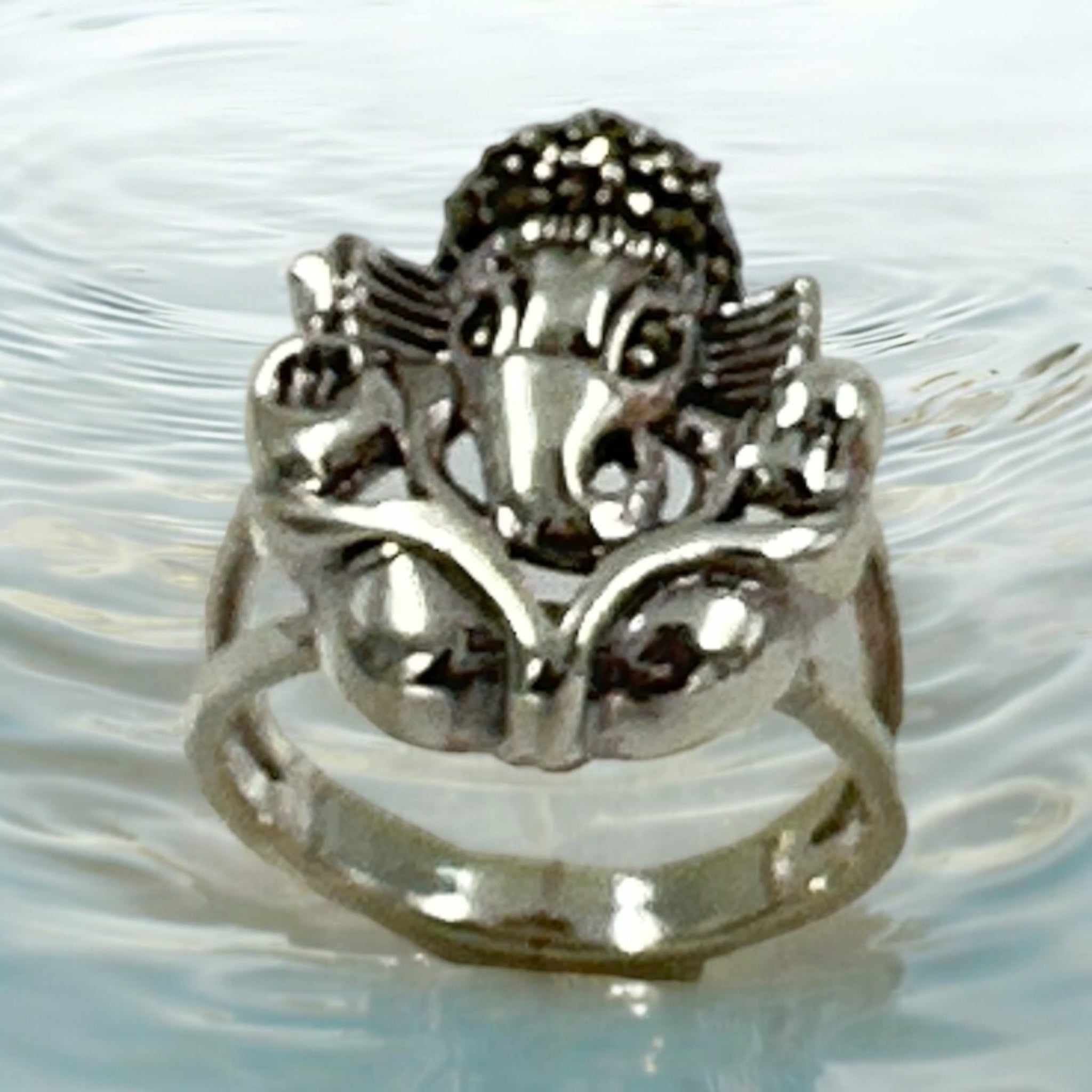 92.5 Silver Fingerring for Women  Ganesh Ring With Silver Polish